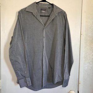 Van Heusen Mens Button Casual Shirt Gray Medium